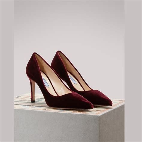 prada women's vitello pointed toe pumps brown|Prada velvet pumps.